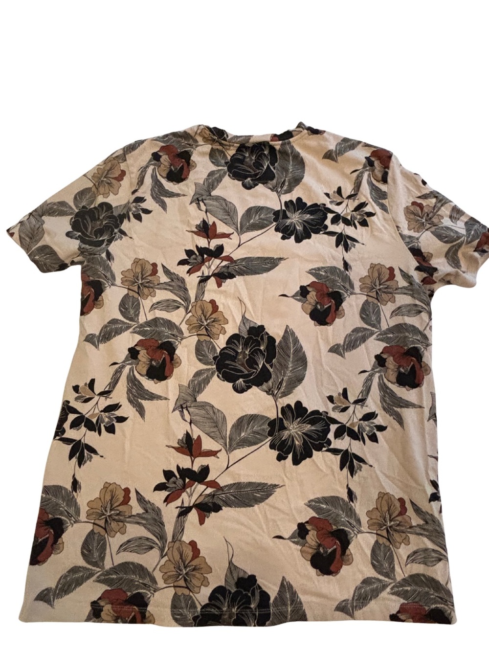 Express Men's Cream Floral Short Sleeve Shirt - Picture 2 of 4